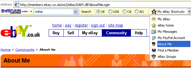 Screenshot of lowcostbid misspelt eBay Toolbar
